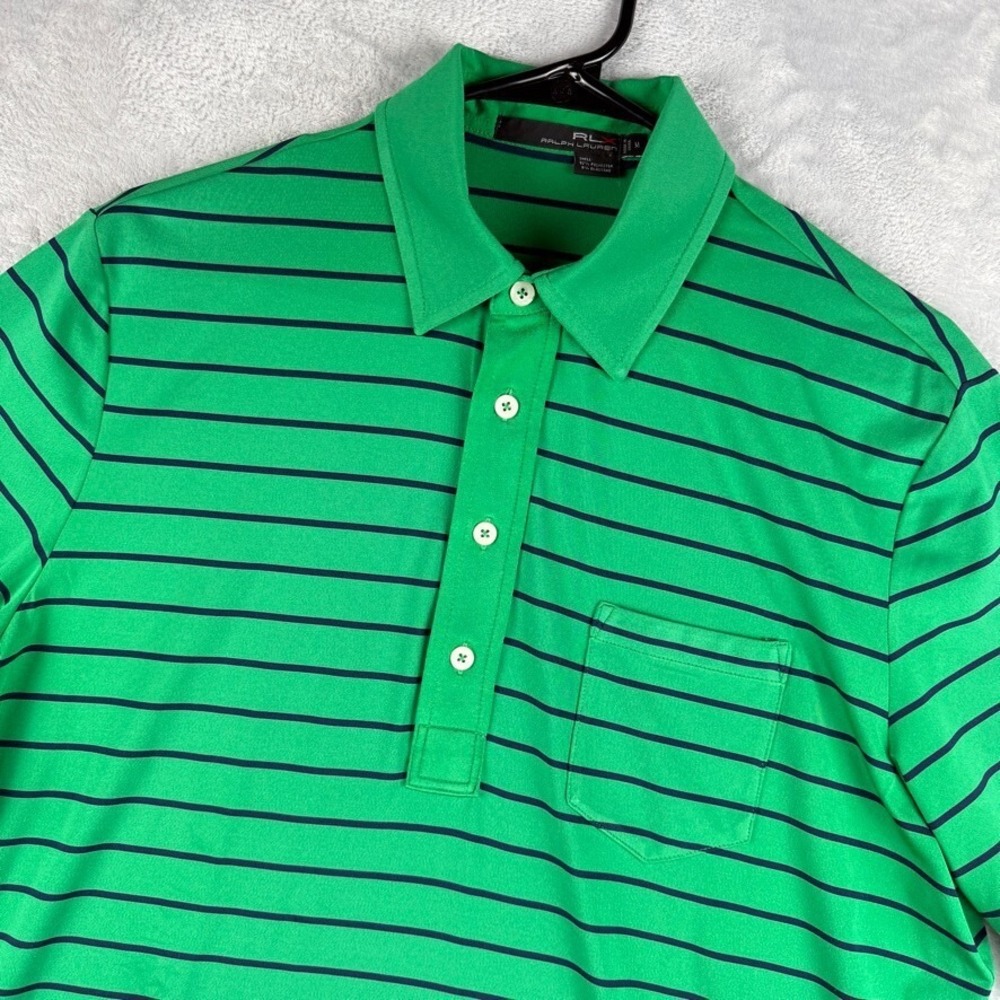 RLX Ralph Lauren Shirt Mens Medium Green Polo Performance Tech Stretch Golf